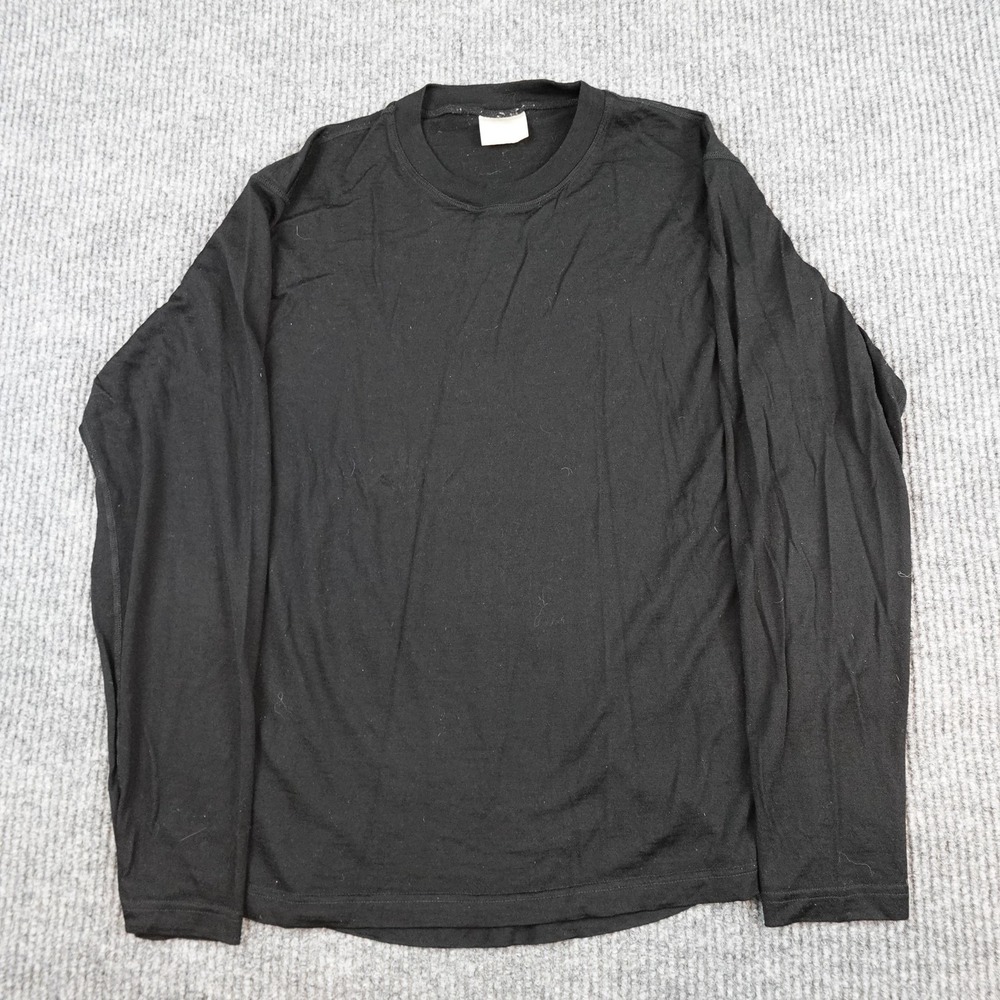 Terramar Shirt Mens Large Black 100% Merino Wool Long Sleeve Thermal Base Layer